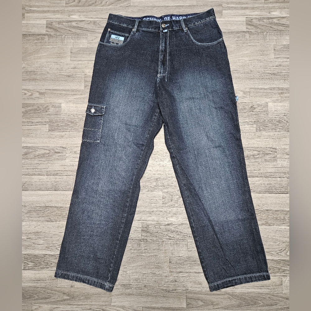 New Vintage Y2K School Of Hard Knocks Jeans Mens 38x36 Blue Carpenter Baggy